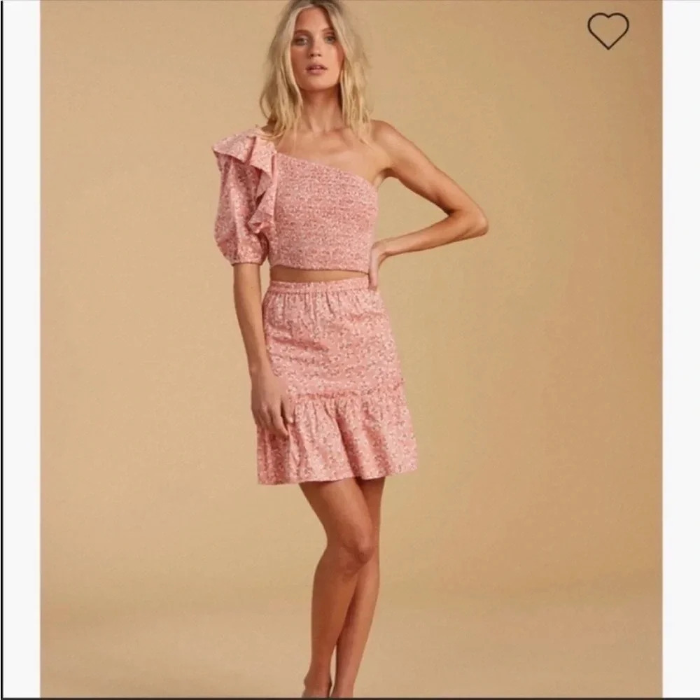 Billabong X The Salty Blonde pink ruffle floral skirt